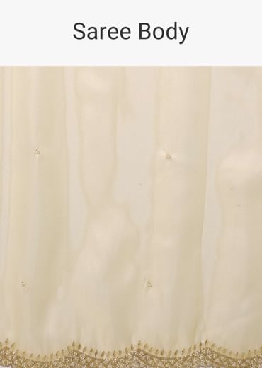 Yellow Tissue Silk Saree With Bead Work And Unstitched Blouse Piece